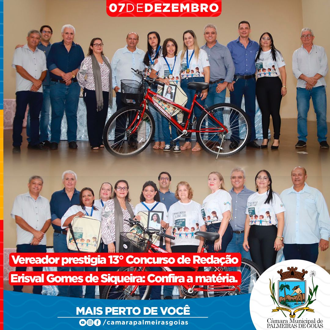 VEREADOR PRESTIGIA 13° CONCURSO DE REDAÇÃO ERISVAL GOMES DE SIQUEIRA: CONFIRA A MATÉRIA